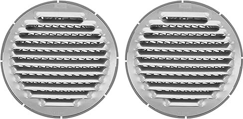 Amig - Rejilla Redonda de Aluminio con Mosquitera | Rejillas de Ventilación para Salida de Aire | Ideal para Techo de Cocina y Baño | Diámetro interior Ø8 cm | Color Plata (Paquete de 2)