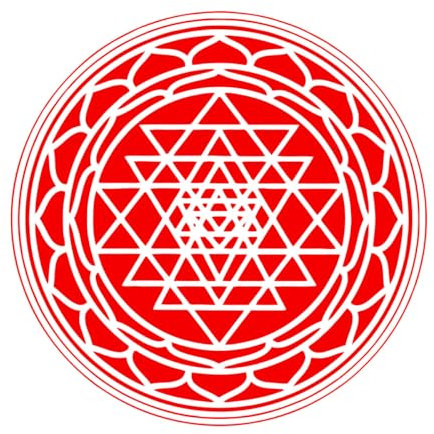 Wandaufkleber aus Papier, Sri Yantra Mandala Logo, 54x54cm beschädigt die Wandoberfläche nicht, groß, Red