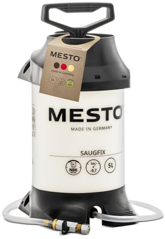 Mesto SAUGFIX Sauggerät 5 L | Saugpumpe mit 0,7 bar Unterdruck | Ölabsaugpumpe für Schmieröl & Nicht Aggressive Flüssigkeiten | Ideal für Auto, Werkstatt & Industrie
