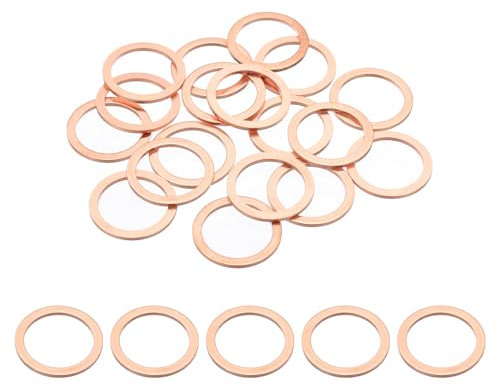 PATIKIL 18 Stück M20 Kupferdichtungen, M20x26x1,5 mm Kupfer-Flachdichtungen Dichtungsringe Sortiment Kit Ölablassschraube Dichtungsring für Automobil-Batteriefahrzeuge Schrauben Bolzen