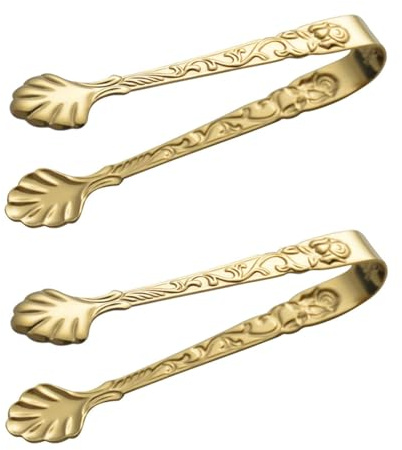 Mini-Servierzange, Vintage-Rosen-Design, Eiswürfel-Clips, Zuckerzange, für Tee, Kaffee, Vorspeisen, Desserts, Zucker, 2 Stück