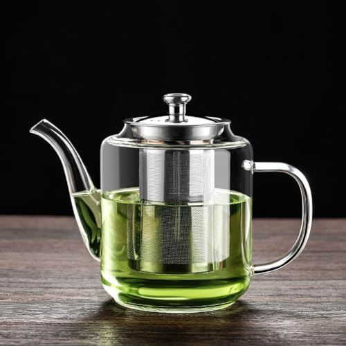 croselyu 650/800/1100ml Glass Clear Tea Pot with Strainer for Loose Tea,1pce (800ml)