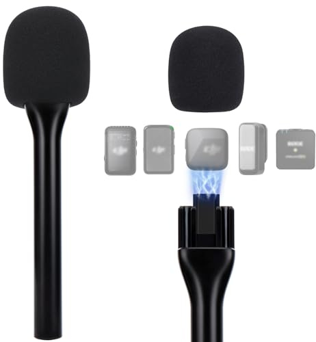 SUNMON Kabelloses Mikrofon, Magnethalterung für DJI Mic Mini, tragbarer Handmikrofon-Interview-Ständer mit Pop-Filter, kompatibel mit DJI Mic1/2, Rode Wireless Micro/GO 2/ME/Pro