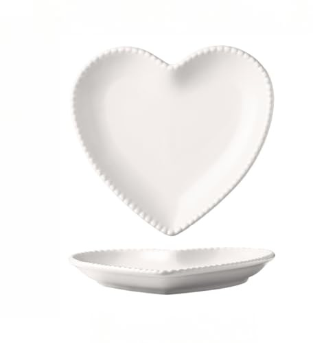 Cuore A Forma Di Piatto Ceramica Personalizzato Amore Snack Gioielli Casa Torta Frutta Pesca (Bianco)
