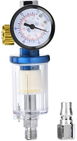 Keenso 1/4 -inch Air -Air Pressure Regulator Inline Water Oil Falter Filter Separator for Spray Gun Tool Compact Filter for and Spray Pistols, Prevent Water Pollution, Suitable for Most