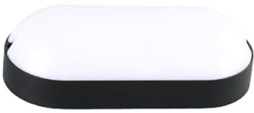 Jandei - Plafón LED aplique oval, pared, IP54 (exterior) 15W 6000K Blanco Frío, Marco negro, Montaje Enrasado Superficie, Hidrófuga, Interior, Exterior, Techo, Hall, Navidad, Escalera, Garaje, Porche