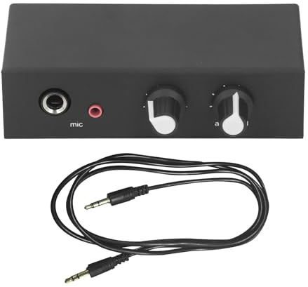 Omquot Microfono mixer musicale microfono amplificatore dinamico da 6,5 mm con manopola indipendente per musicisti in lega di alluminio nero