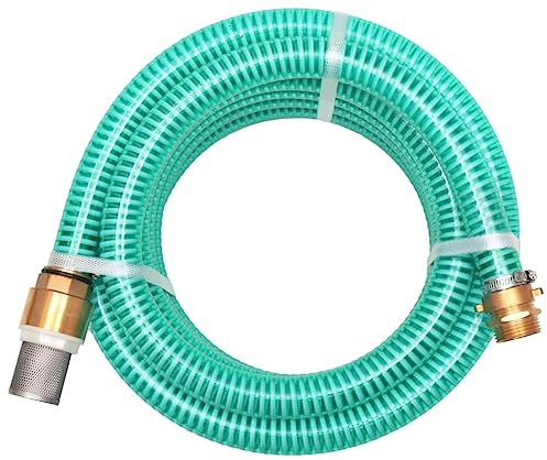 Ziaphsol Saugschlauch mit Messing Anschlüssen 3 m 25 mm Grün, Kunststoff Schlauch für Hauswasserwerk, Gartenpumpe, Wasserfilter, Fußventil mit Sieb, knickfrei für Bewässerung