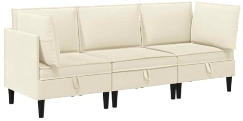 Qnhdfrt Wohnzimmer-Set 3-teilig, Moderne Sofa-Garnitur mit 2 Ecksofas und 1 Mittelsofa, Polstermöbel Set aus Stoff in Creme, Bequeme Couch für Wohnzimmer inklusive Kissen
