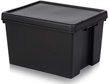 Wham 2 x Bam Heavy Duty Recycling Box - 45 Liter mit Deckel - 49 x 39,5 x 32 cm - schwarz