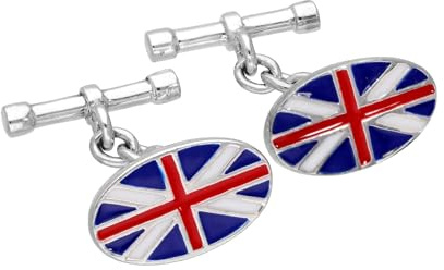 Sterlingsilber Oval Union Jack Manschettenknöpfe
