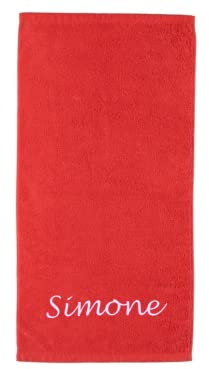S< XXL Strandtuch personalisiert - 100x200 - Saunatuch - 100% Baumwolle - Stickerei - Strandtuch mit Name Bestickt (Rot)