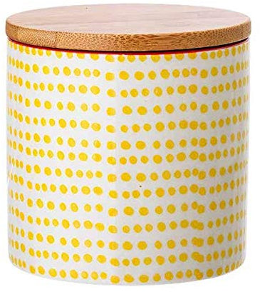 Bloomingville Susie Topf mit Deckel, Farbe: Ø 10 x H 10 cm, Gelb, Keramik, Fassungsvermögen 400 ml
