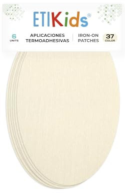 Haberdashery Online 6 rodilleras color Crudo termoadhesivas de plancha. Coderas para proteger tu ropa y reparación de pantalones, chaquetas, jerseys, camisas. 16 x 10 cm. RP37