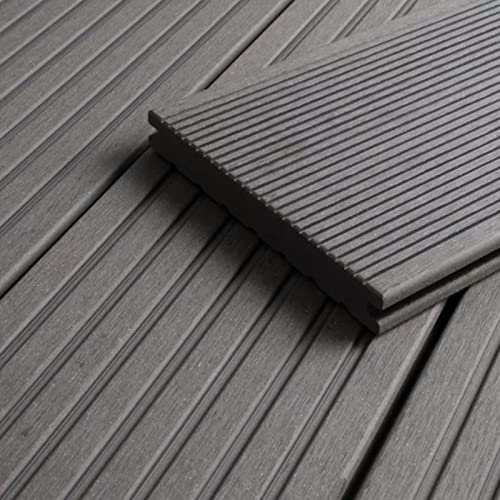 HORI® WPC-Terrassendiele Grau Massivdiele I Komplettset inkl. 40x60 mm Unterkonstruktion & Clips I Fläche: 1 Muster I Muster Dielenlänge