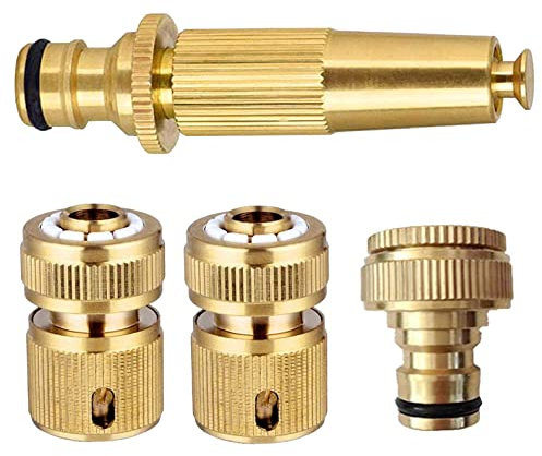 Hydrogarden Kit de Raccordement au Robinet avec Lance d'Arrosage pour Tuyau de Jardin,Connecteur Waterstop 1/2, Connexion Rapide 1/2 et Connecteur Femelle Premium 1/2 - 3/4 connecteurs