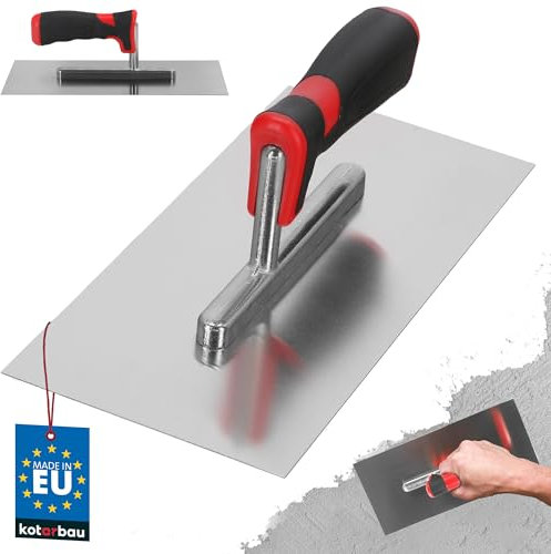 KOTARBAU® Glättkelle Edelstahl ohne Zahnung Kelle Putzkelle Glättekellen Edelstahlkelle mit Softgriff Glättekelle Spachtelkelle Fliesenspachtel 270 x 130 mm