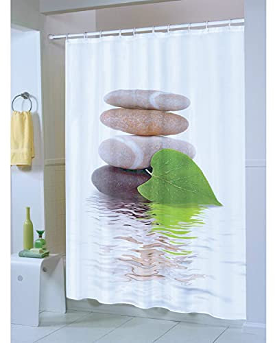 MSV Anti-Schimmel Duschvorhang - Anti-Bakteriell, waschbar, wasserdicht, Polyester, 180x200cm Lingga Weiß