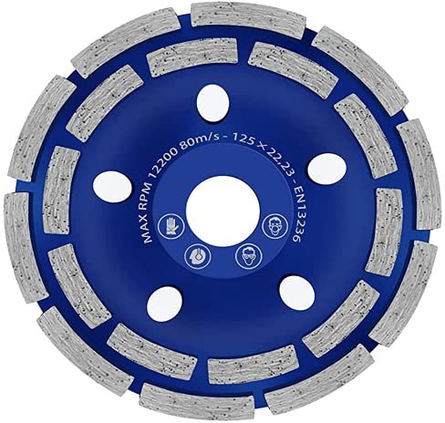Tech Traders Universal Premium Diamond Grinding Cup Wheel 125 mm 5 x 22.2 mm Double-Row Concrete Grinding Wheel, for Granite,Natural Stone,Stone,Masonry,Universal Diamond Section Wheel