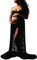 FEOYA Femme Robe Grossesse de Photographie en Dentelle Robes Enceintes Maternité Robe Sexy Longue Jupe en Mousseline de Soie Fente Avant Style 2 Noir L