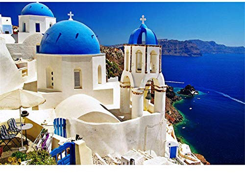 Puzzle 5000 Teile für Erwachsene,(Santorini, Griechenland) Puzzles Geschicklichkeitsspiel für die Ganze Familie, Landschaf Puzzle Schwer Dekompressionder Erwachsenenpuzzle ab 14 Jahren-61.61x41.53 Zo