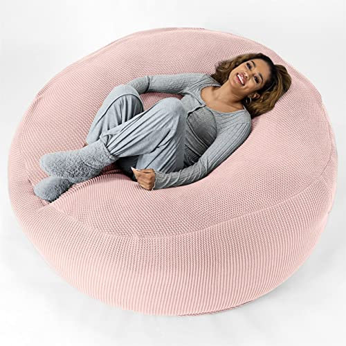 Lounge Pug - 'Mega-Mammoth' Sofa Sitzsack XXL - Schlafsofa - Ellos Gestrickter Baby Pink