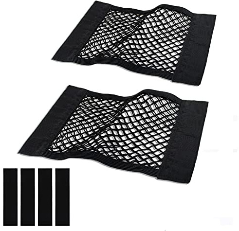 Universal Mesh Cargo Net for Car Trunk Storage,Elastic Small Automotive Cargo Net Pocket Wall Sticker Organizer Pouch Bag Storage for SUV,2 Pack with Tape Stickers