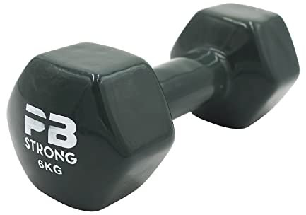 PERFORMBETTER+ PB Strong Vinyl Kurzhantel, 1-10 kg, Rutschsichere Hantelgewichte in Einheitsgröße für Krafttraining & Muskelaufbau, Einzeln (6)