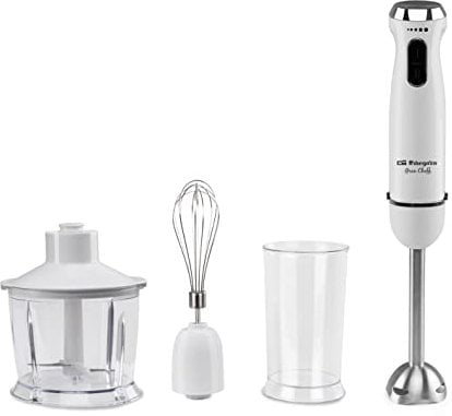 Orbegozo BT 2690 - Batidora de mano, selector de velocidad, 2 pulsadores, función turbo, accesorios, brazo acero inoxidable, libre BPA, 1000 W, bluetooth 2960
