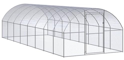 vidaXL Outdoor Hühnerstall 3x8x2m Verzinkter Stahl Hühnerhaus Geflügelstall