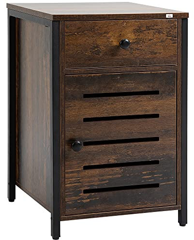HOMCOM Mesilla de Noche con 1 Cajón y 1 Puerta Mesa Auxiliar para Salón Dormitorio Estudio Oficina Estilo Industrial 40x40x60 cm Marrón