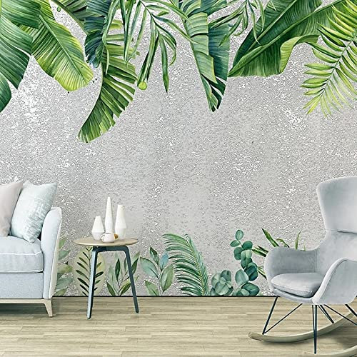 XTSWallpaper Vert Plantes Feuilles 140X70Cm Papier Peint Photo 3D Optique Trompe L Oeil | Déco Mural Tableaux Muraux Photo Mural Décor Motif Poster Géant Stickers Muraux Optique Fond Effet