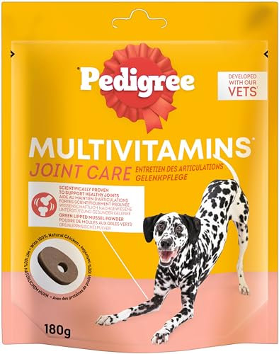 Pedigree Hundesnacks Multivitamins Gelenke - 30 weiche Hundeleckerlis, 180g - Supplements zur Unterstützung gesunder Gelenke, einfache Fütterung