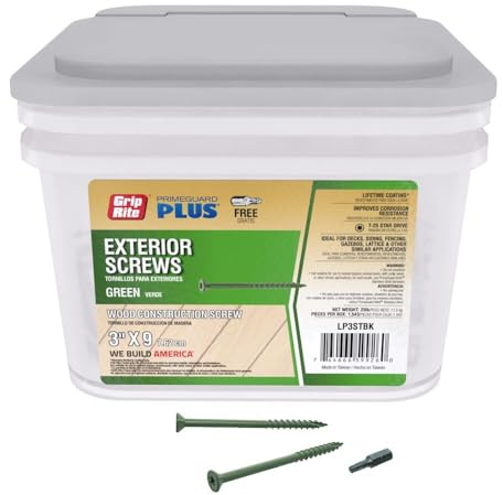 Grip-Rite PrimeGuard Plus No. 9 Wire X 3 in. L Green Star Flat Head Deck Screws 25 lb 1 pk