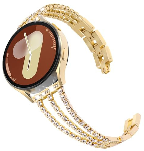 KADES Compatibile con Samsung Galaxy Watch 4 cinturino 40 mm 44 mm, 20 mm donne Bling braccialetto per Galaxy Watch Active2 cinturino 40 mm 44 mm, Galaxy Watch 5 40 mm 44 mm, oro