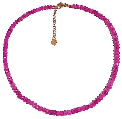 TreasureBay Collier de Perles de Pierres Précieuses Fait à la Main pour Femmes et filles - Collier D'empilage de Perles ras du Cou (rose néon)