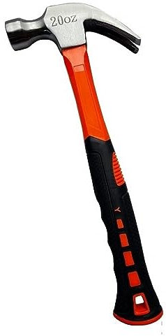 Claw Hammer Shock Absorbing Fibreglass Handle Steel Head Nail Remover 20oz