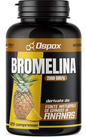 OSPOX Bromelina Forte Drenante 5000 GDU/g Pura 120 Compresse - Detox Anticellulite a base di Ananas per Contrastare Ritenzione Idrica e Cellulite