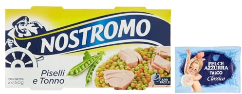 20er-Pack Nostromo Tonno e Piselli Fertiggericht mit Thunfisch und Erbsen,2x150g + 1er-Pack Kostenlos Felce Azzurra Talkumpuder, 100g-Beutel