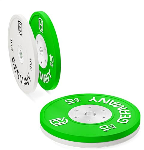 HQ Germany® Hantelscheiben 50mm [Set/Paar 5-25kg] - Wettkampf Vollgummi Bumper Plates 30kg - Hantelscheiben Set 50mm, Gewichtsscheiben, Gewichte, Weight Plates nach IWF Standard
