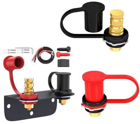 Remote Battery Terminals with Mounting Bracket and Cables, Battery Jump Post Relocation Kit for Trucks Car ATV RV UTV Tractor Mower Boat,Terminal Jumper Charging Tool,with Dust Cap