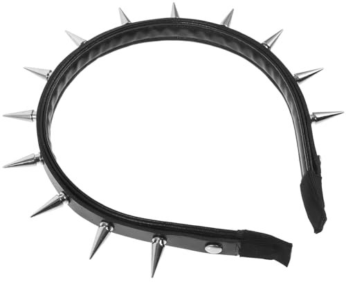 CALLARON Schwarzes Gothic-Stirnband mit Stacheln, Festival-Krone mit stacheligen Nieten, Kostüm-Party-Zubehör für Frauen und Mädchen