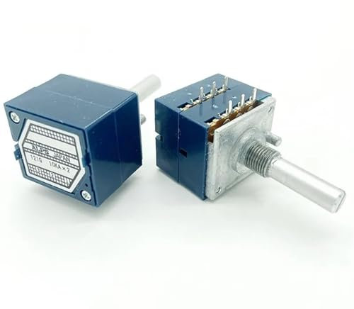 VZOZSHAWB 1 Stücke 10K 20K 50K 100K 250K 500K ALPS RK27 VOLUMEN Potentiometer Dual 10~500KAX2 Schlitz Drehschalter 6pin (Color : 20K)