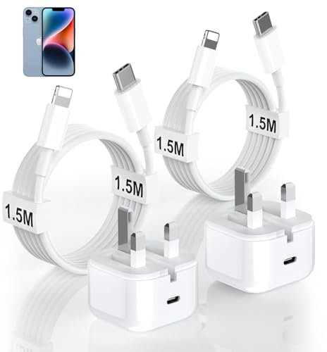 2 Pack 20W USB C Fast Charger Plug and Cable for iPhone 14 13 12 11 Pro Max/Mini/XS/SE/ 8, USBC PD 3.0 Wall Charging Power Adapter and 5FT Cord