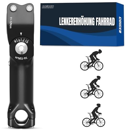COICER Fahrradlenker Vorbau 25.4mm*120mm, Fahrrad Lenker Erhöhen Aluminium 0~60°Einstellbar, Lenkervorbau Verstellbar für Fahren Gesundheit, Fahrrad Lenker erhöhen für MTB, Rennrad