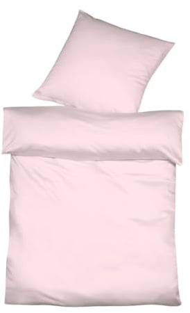 liebling Halbleinen Bettwäsche 155 x 220 + 1 x 80 x 80 cm, Farbe rosa, Bettbezug aus 50% Leinen & 50% Baumwolle, kühlend & atmungsaktiv, waschbar 60 Grad, Ökotex 100