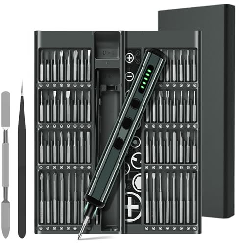 Destornillador eléctrico, 68 en 1, destornillador multifunción, juego de destornilladores de precisión con 64 puntas magnéticas de acero S2, luz LED de trabajo para reparación de teléfonos, juguetes
