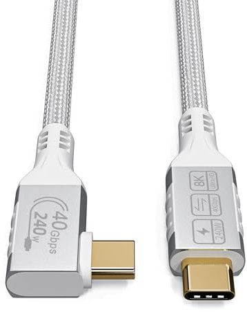 HOTUTUKI Short Thunderbolt 4 Cable White, 0.82ft/0.25M, 40Gbps Data, 8K@60Hz Display, Compatible with USB4, Docks, eGPU, Laptop, SSD, TV, Smartphone, Projector, USB 4 Devices