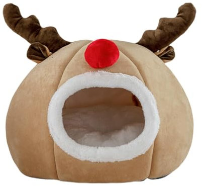 Weihnachts-Katzenhaus – Weihnachts-Katzenbetten, geschlossenes Katzenbett | Weihnachtshöhlenbett für Katzen, Weihnachtsbett für Katzen im Winter | Katzenkratzbaum mit Haus