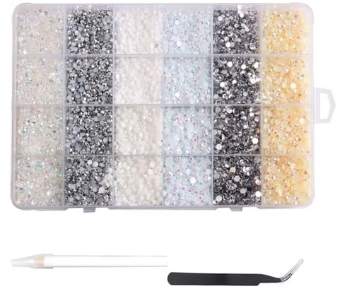 18900Pcs Diamantes para Uñas, BetterJonny Cristales para Uñas Cristales Gemas Piedras Diamantes de Imitación Gemas de Espalda Plana para Uñas Maquillaje Ropa Manualidades DIY Handwerk 2/3/4/5mm